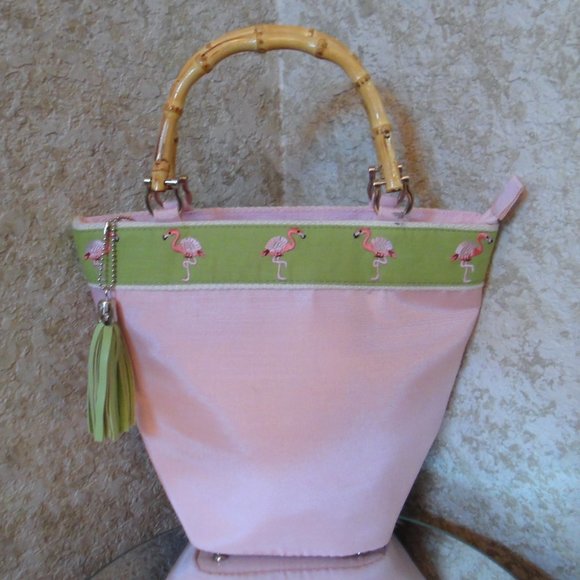 Vintage Handbags - Lime & Pink Bamboo Handle